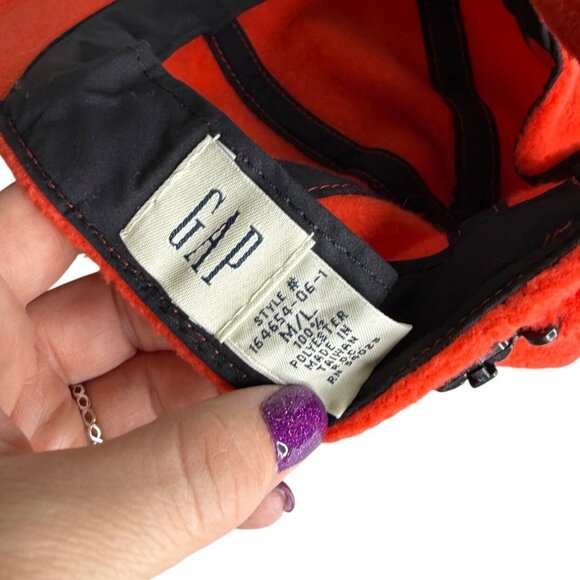 90s‎ Gap Orange Fleece Strap Back Hat Outdoors Hunting Size M/L - Picture 7 of 8
